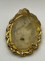 Libyan Desert Glass Pendant 925 Sterling Silver Gold 3.5g COA Certified Tektite