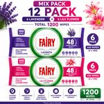 Fairy Multi Purpose Cleaning Wipes 100 Wipe| Lily Blossom , Lavender |1- 12 Pack