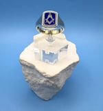 Vintage 1989 Sterling Silver Masonic Swivel Ring Blue Enamel Reversible Size T 
