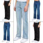 Enzo Womens Wide Leg Jeans High Rise Stretch Denim Ladies Pants