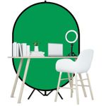 LENCARTA Green Screen with Stand Kit with 10" Selfie Desk LED Ring Light Stream