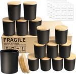 15 Pack 7 OZ Matte Black Candle Jars with Bamboo Lids for Making  Candles Thick