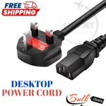 Power Cord UK Plug to IEC Cable (PC Mains Kettle Lead) C13 1m/2m/3m/5m/10m Lot