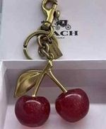Cherry Bag Charm KeyChainCoachGlitter Resin Metal Brass Red Apple Gifts New Hot