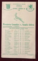 Western Counties v South Africa 1960 Rugby Programme | Gloucester | Springboks T