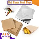 Paper Food Bags Brown White Food Use Flat for Sandwich Takeaway Fruit Veg