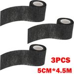 3Pc 50mm*4.5m Non-oven Fabric Self Adhesive Tape Wrap Black Elastic Bandage UK
