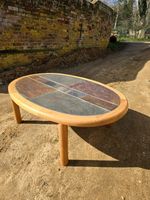 MID CENTURY DANISH TILE TOP COFFEE TABLE, 122CM X 82CM TUE POULSON BLONDE WOOD