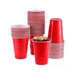 50 X 16oz Red Party Cups for Christmas, Weddings, Picnics - Red Plastic Cups.