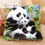 43x43cm Latch Hook Complete Cushion Cover Kit Mother And Baby Panda Cushion Sets