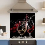 Premium Various Sizes 3 Wine Glasses 6mm Glass Toughened Kitchen Splashback