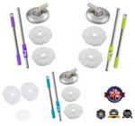 360° Spin Mop Handle Set Super Absorbent Microfibre Dry Mop Heads Floor Cleaner
