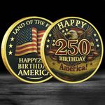 USA Independence 250th Birthday Commemorative Coin 1776–2026 Gold Plated Medal