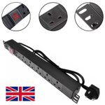 1U 6 Way PDU SURGE PROTECTED 19 INCH RACK SWITCH HORIZONTAL MOUNT PDU
