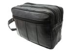 Mens Large Soft Genuine Leather Toiletry Travel Wash Bag Travel Kit Overnight