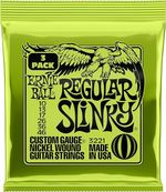 3x Ernie Ball Regular Slinky Electric Guitar Strings 10-46 + 3 Guitar Picks