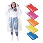 2 x Poncho's Clear | Translucent Adult Emergency Waterproof Rain Hooded Poncho