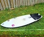 Firewire Seaside Surfboard White/Black with FCS II Fins, Traction Pad & Leash
