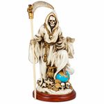 Santa Muerte Suprema Holy Grim Reaper Bone Color Resin Statue 12" Made In Mexico