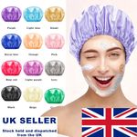 Shower Cap Women Bath Hat Hair Reusable Elastic Salon Cover Waterproof Bathing