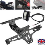 Adjustable Motorcycle License Number Plate Holder Tail Tidy Bracket w/ LED UK