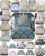 4 Piece Bedding Set Rich Cotton Duvet Quilt Cover with Fitted Sheet & Pillowcase