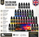 30 Colour Alcohol Ink Set for Epoxy Resin Art Metallic Pigment Dye 10ml Bottles