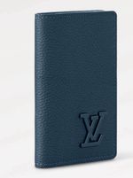 Louis Vuitton Leather Passport Holder Blue LV Logo w/ Credit Card Slots