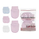 Baby Scratch Mittens 2 Pair Pack Newborn Girls Boys Pink Blue 100% Cotton Mitts
