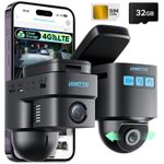 LAMTTO 4G LTE Dual Dash Cam 1080P Front & Inside Remote Live Stream 24/7 Parking