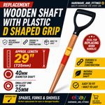 REPLACEMENT WOODEN SHAFT D HANDLE SHOVEL SPADE SPARE FORK AMTECH 29"