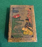 Lacquered Oriental Design Wooden Playing Cards Box with full pack cards included
