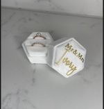 White Velvet Double Ring Box Personalised Wedding Ring Box,any Colour Names