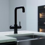 3-in-1 Boiling Water Tap with Black Tank Angular Black Brass Deck Mounted Lever
