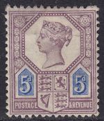 1887-92 JUBILEE QV SG207 K35(1) DIE I 5d DULL PURPLE & BLUE MOUNTED MINT