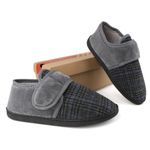 Tiestra Mens Wide Fit Slippers Easy Close Warm House Shoes for Swollen Feet