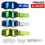 LS2 Aura Pro Pinlock Goggles MX Enduro Goggles Clear & Iridium Lens + Tear Offs