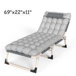 Single Folding Bed Sun Lounger Recliner Garden Camping Cots Guest  With Mat
