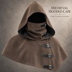 Medieval Hooded Cloak Adult Unisex Polyester Cape Halloween Monk Costume