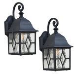 "Redford Grove" Traditional Black Victorian E27 Wall Lantern - 2 Pack