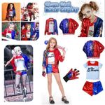 👻Kids Adult Costume Suicide Squad Harley Quinn Fancy Dress Cosplay Costume ⭐