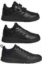 Adidas Boys School Shoes Kids Tensaur Trainers Vel-cro Laces Black