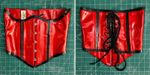 UK 18 Red/Black corset waist underbust latex rubber Fetish boned clincher