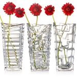 Elegant Crystal-Look Glass Flower Vase Heavy-Duty Bouquet Holder for Home Décor