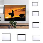 60-120Inch Manual Pull Down Projector Screen Home Cinema 4:3 16:9 Remote HD TV