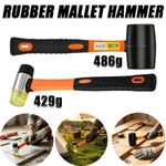 2x Rubber Mallet Hammer Set 486g Hammer Mallet&429g Soft Mallet Fibreglass Shaft
