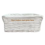 Personalised Text Large White Wicker Gift Hamper Storage Basket with White Cloth