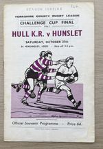 RUGBY LEAGUE PROGRAMME / YORKSHIRE CHALLENGE CUP FINAL HULL K.R V HUNSLET 1962