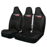 FOR VAUXHALL VIVARO - PREMIUM QUILTED GREY PIPING FABRIC VAN SEAT COVERS
