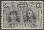 SG 126 Rhodesia 1910 2d black & grey.Fresh mounted well centred example. CAT £65
